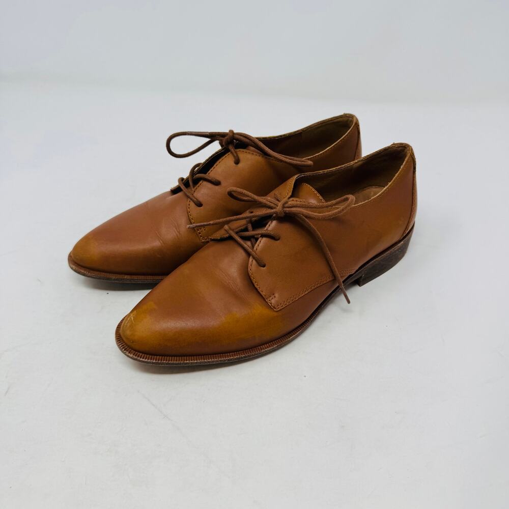 Madewell Leather Oxford Shoes Brown Lace-Up Flats Size 6.5 Classic Vintage Style